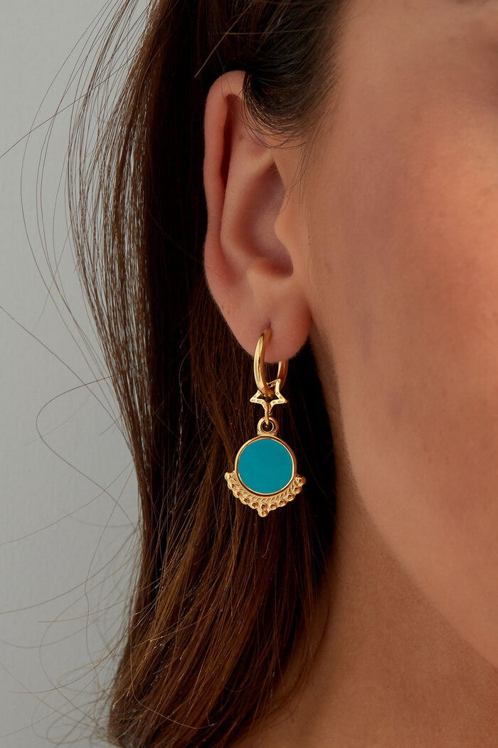 Earring with star and charm blue - gold Picture3